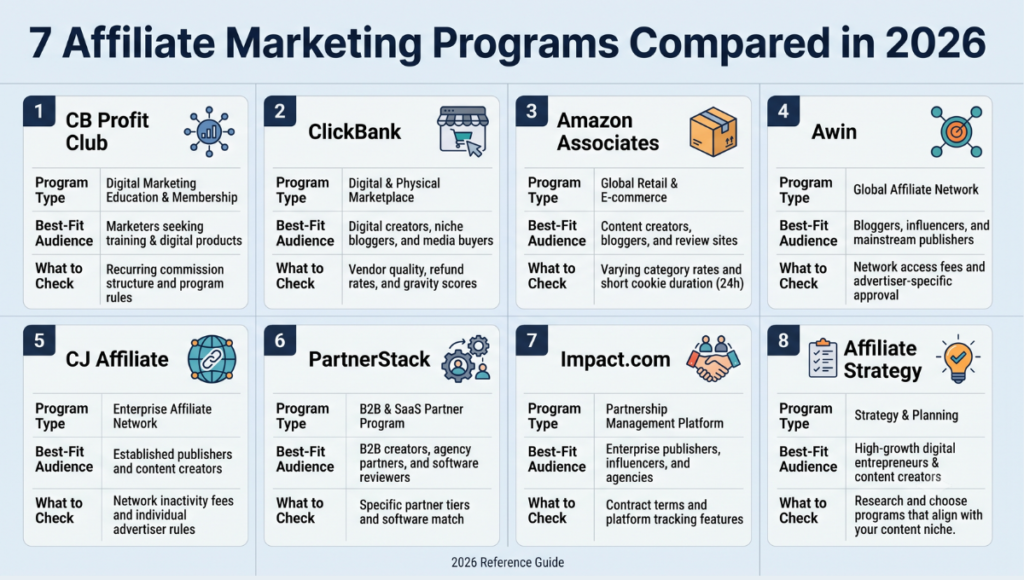 Best Affiliate Marketing Programs in 2026: 7 Top Picks