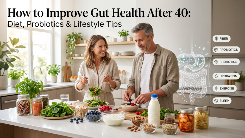 How to Improve Gut Health After 40: Diet, Probiotics & Lifestyle Tips