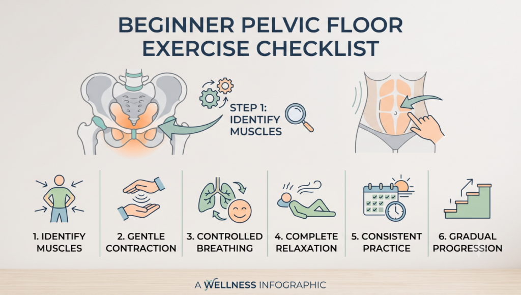 Beginner pelvic floor exercise routine checklist